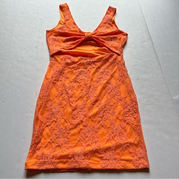 Charlotte Rusee Women's Halter Mini Dress Bright Orange Size Medium - Picture 4 of 8